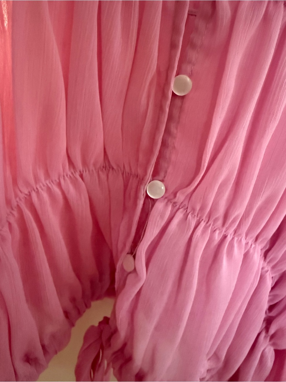 Pink Ruffled Sheer Blouse - Picture 2 of 4